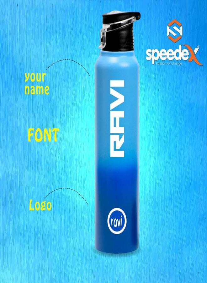 سبيديكس زجاجة مياه سبيدكس من الفولاذ المقاوم للصدأ سعة 1 لتر للأطفال، بنين وبنات، مثالية للنادي الرياضي، والرياضة، والاستخدام في الثلاجة، والمدرسة، والمكتب - 1000 مل، لون أزرق، غطاء قلاب - Image 4